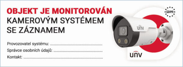 UNIVIEW Samolepka "Objekt je monitorován kamerovým systémem se záznamem", venkovní