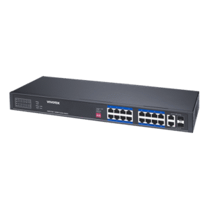 VIVOTEK Datový switch 16x PoE +2 GE(SFP) kombo porty, budget 370W, 19"