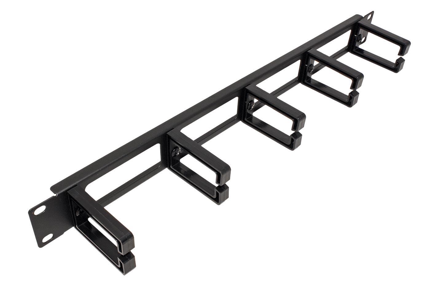 VALUE 19'' vyvazovací panel 1U, jednostranný, průchozí, 5x plastový třmen ''C'', čierny