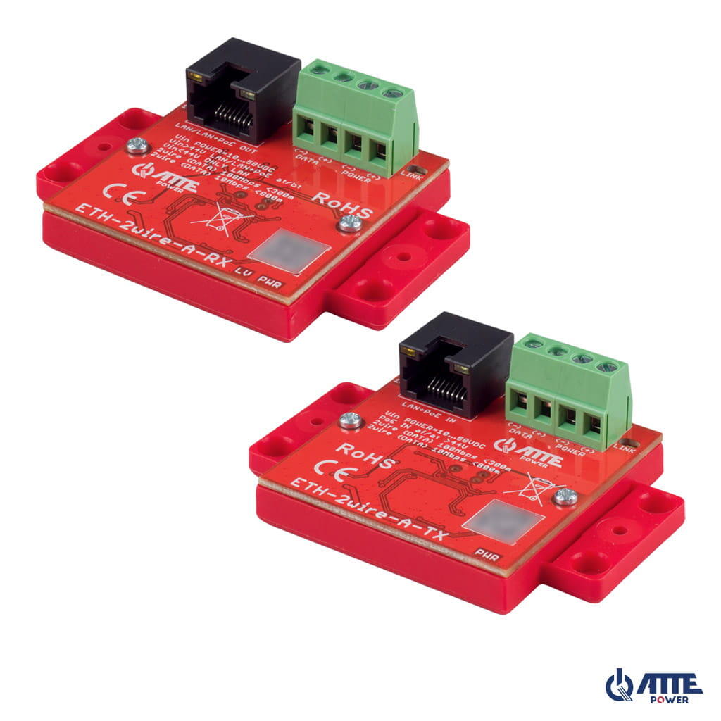 ATTE ETH-2WIRE-A-SET Aktívna převodníky pre Ethernet a PoE, 10/100Mbps, až 800m, 2 vodiče
